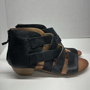 Miz Mooz Chasen Leather Heeled Sandals Shoes Strappy Open Toe Black Size 42 11
